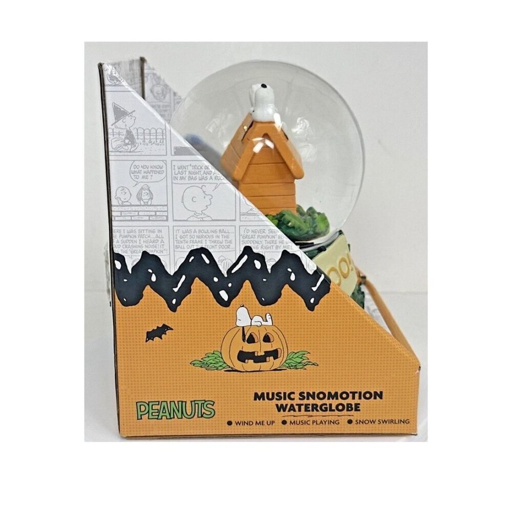Peanuts Halloween Musical Snomotion Waterglobe Snoopy "BOO" Snow Globe New W/Box - Picture 7 of 10